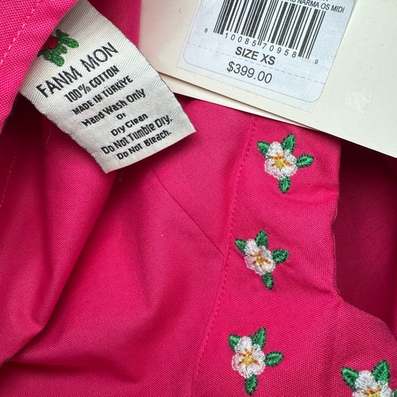 Famn Mon Dress Size XS Midi One Shoulder NWT Side Cut Out Floral Embroidered - Picture 4 of 10